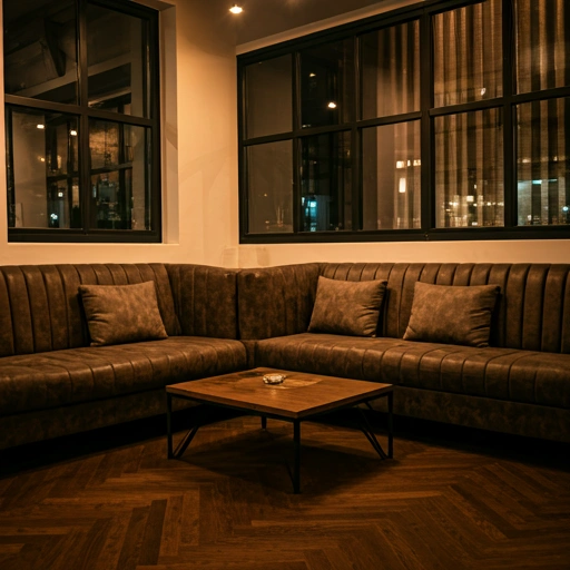 Leather Sectional Sofa in Dark Room